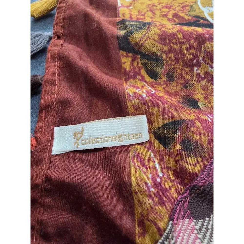 Collection 18 Colorful Floral Print Scarf luxury Designer Flowy A009610
